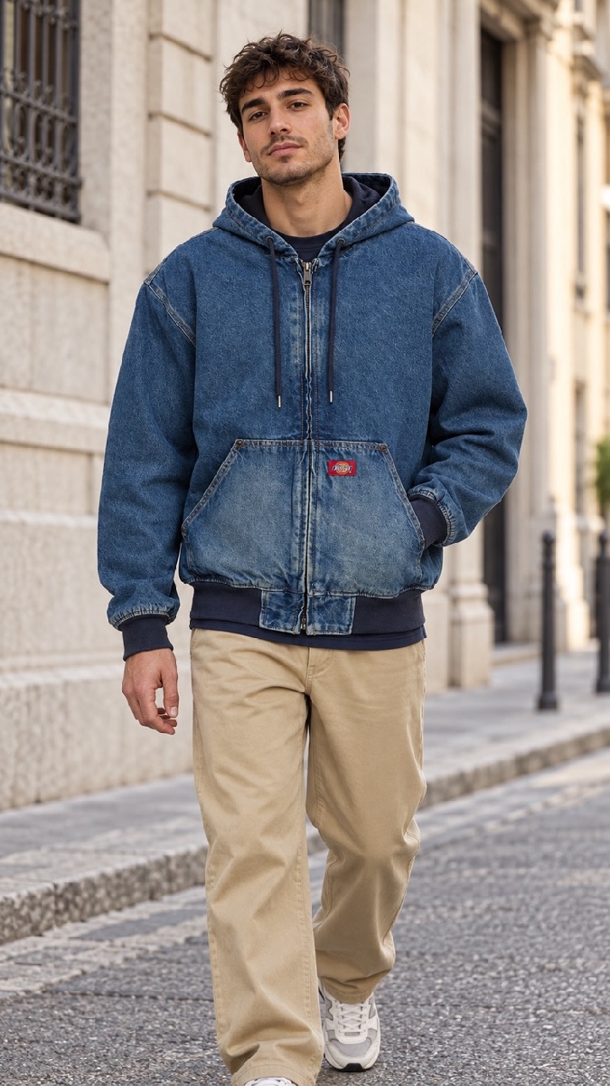 Hilham Lined Denim Hooded Bomber