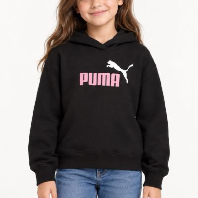 PUMA PUM ESS 2 COLOR NO. 1 LOGO SHORT LENGTH HOODIE TR G BLACK
