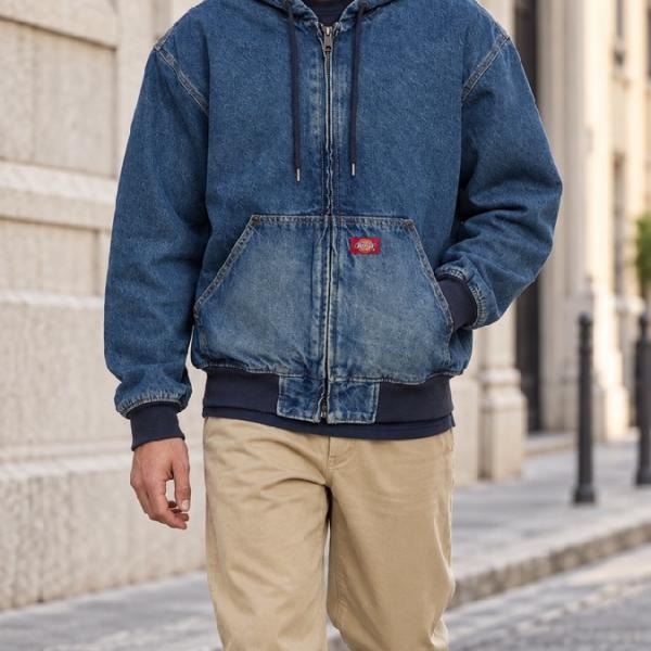 DICKIES Hilham Lined Denim Hooded Bomber