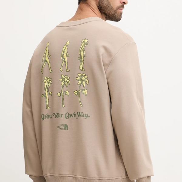 THE NORTH FACE  NTF M CONNECT RELAXED CREW SWEATSHIRT-GRAPHI MUSHROOM GREY