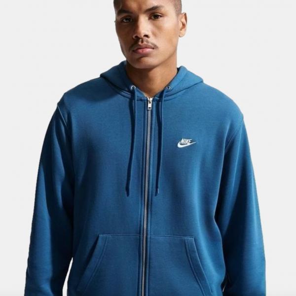 NIKE NIK M NK CLUB FT FZ HOODIE COURT BLUE/COURT BLUE/ WHITE
